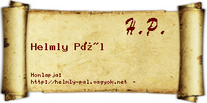Helmly Pál névjegykártya
